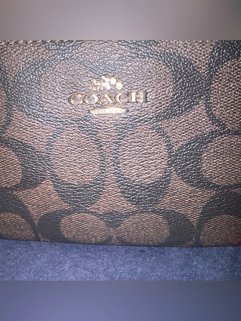 Coach Black & Brown Leather Signature Wristlet Charm